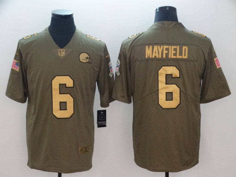 NFL Cleveland Browns #6 Mayfield Salute to Service Limited Golden Jersey