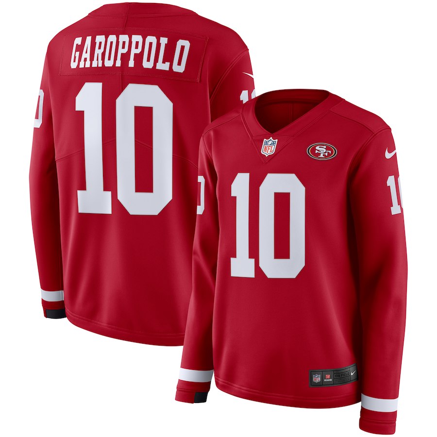 Womens San Francisco 49ers #10 Garoppolo New Long-Sleeve Stitched Jersey