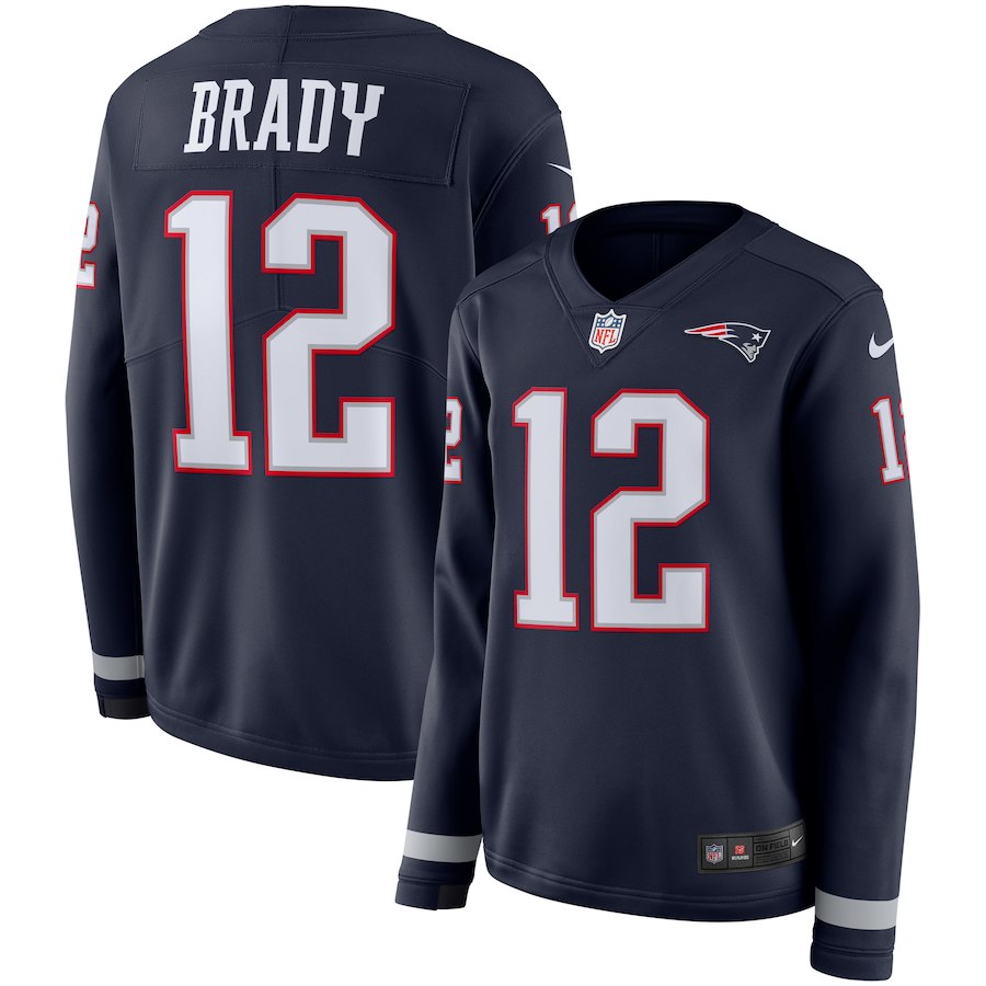 Womens New England Patriots #12 Brady New Long-Sleeve Stitched Jersey