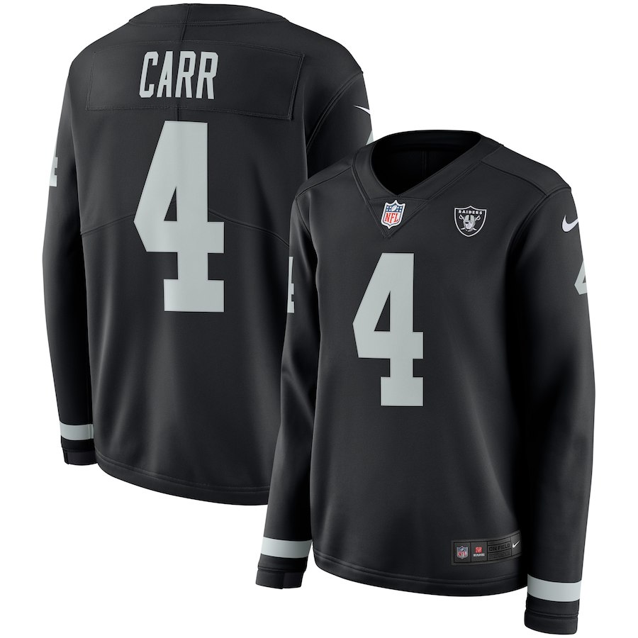 Womens Oakland Raiders #4 Carr New Long-Sleeve Stitched Jersey