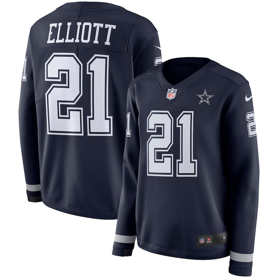 Womens Dallas Cowboys #21 Elliott New Long-Sleeve Stitched Jersey