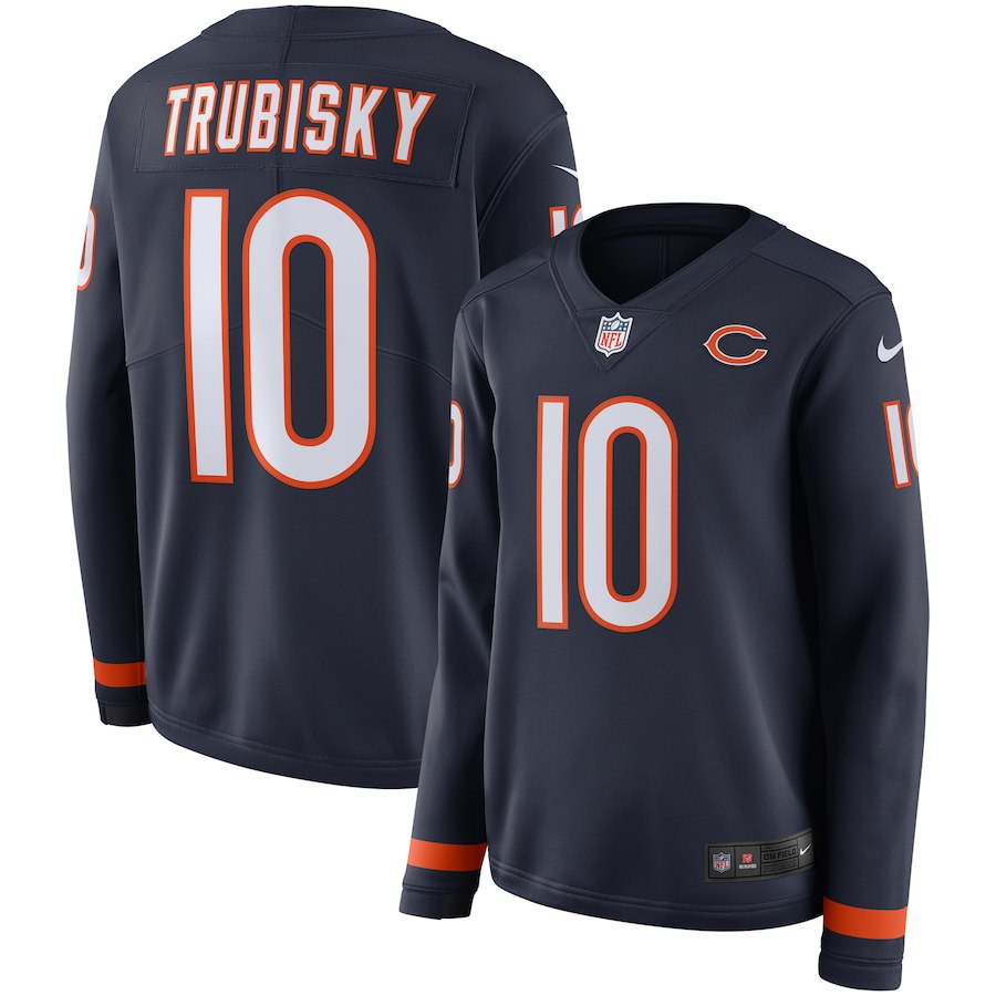 Womens Chicago Bears #10 Trubisky New Long-Sleeve Stitched Jersey