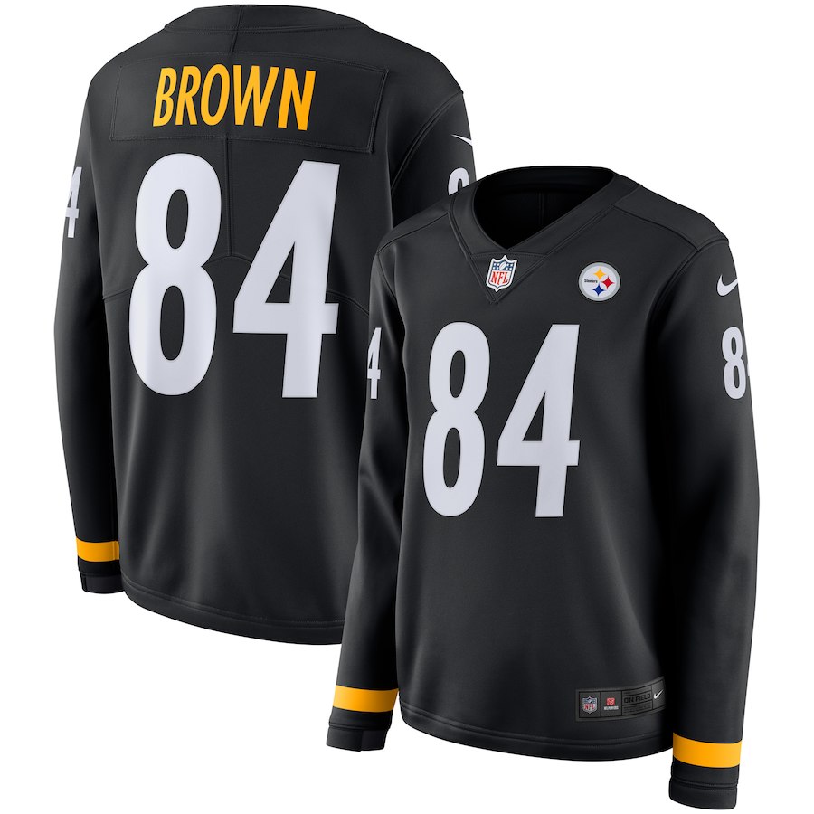 Womens Pittsburgh Steelers #84 Brown New Long-Sleeve Stitched Jersey
