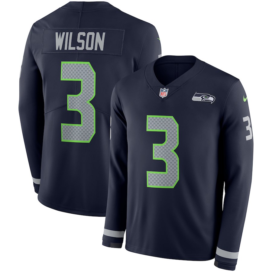 Seattle Seahawks #3 Wilson New Long-Sleeve Stitched Jersey