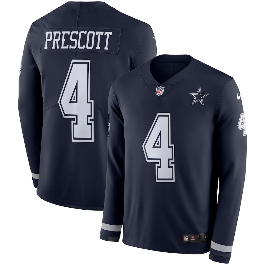 Dallas Cowboys #4 Prescott New Long-Sleeve Stitched Jersey