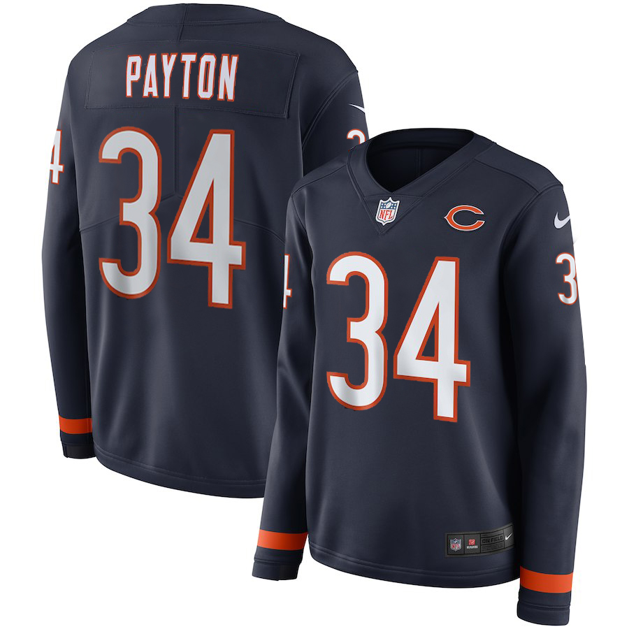 Womens Chicago Bears #34 Payton New Long-Sleeve Stitched Jersey