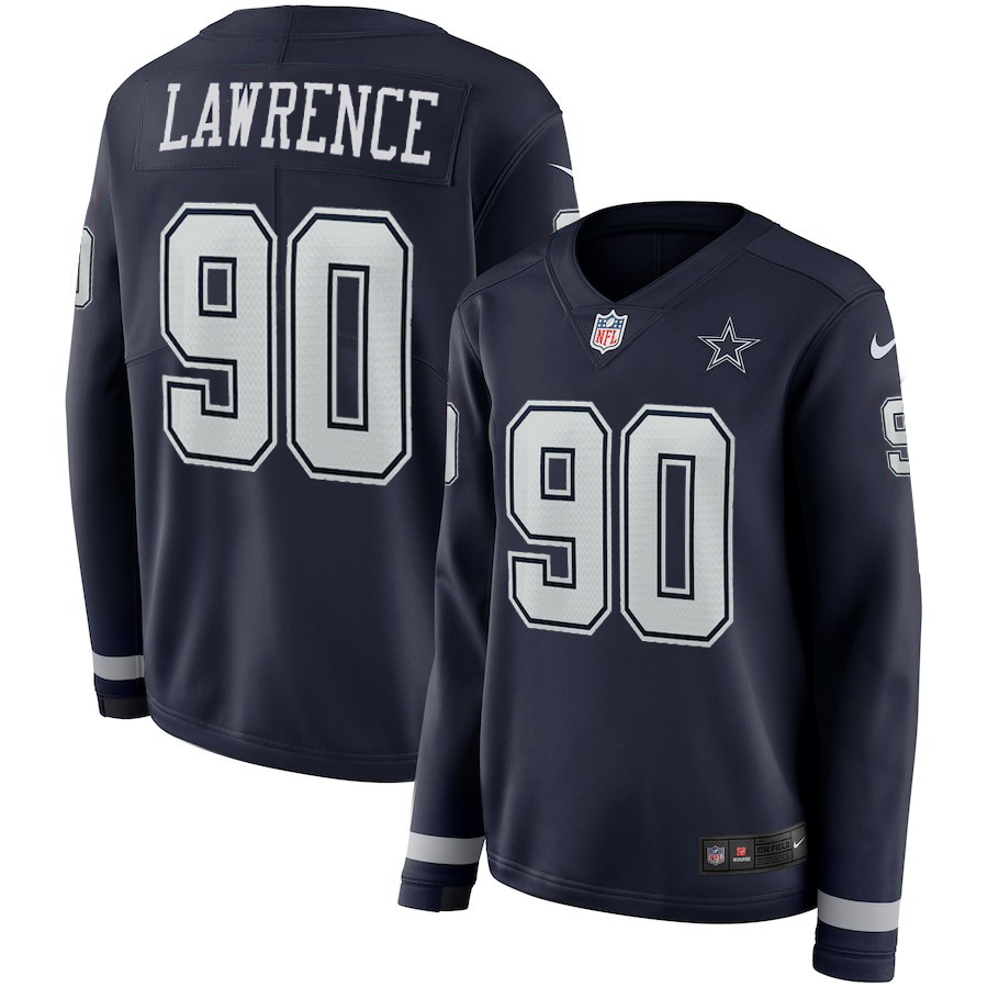 Womens Dallas Cowboys #90 Lawrence New Long-Sleeve Stitched Jersey