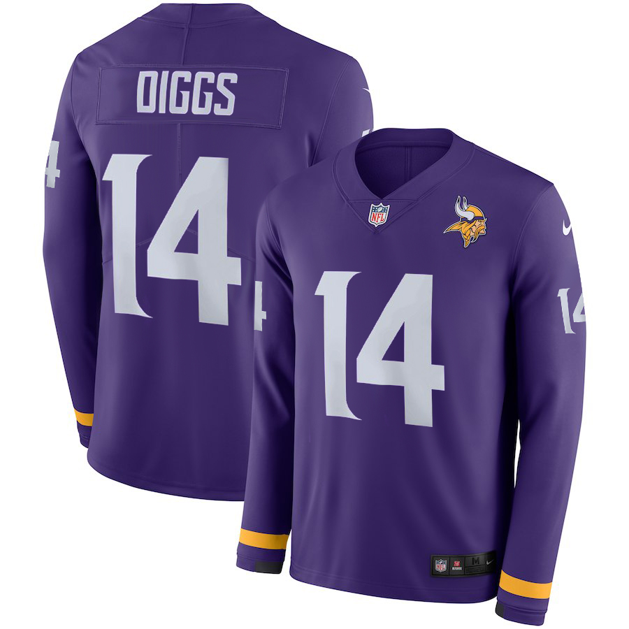 Minnesota Vikings #14 Diggs New Long-Sleeve Stitched Jersey