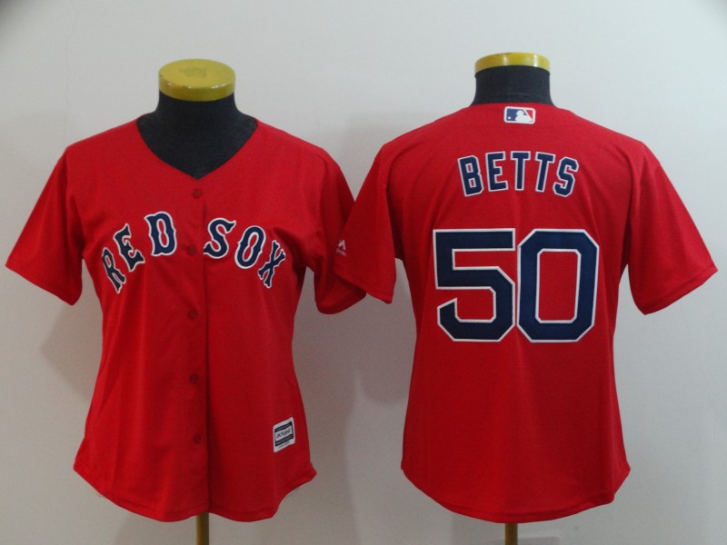 Womens MLB Boston Red Sox #50 Betts Red Jersey