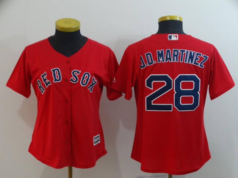 Womens MLB Boston Red Sox #28 J.D. Martinez Red Jersey