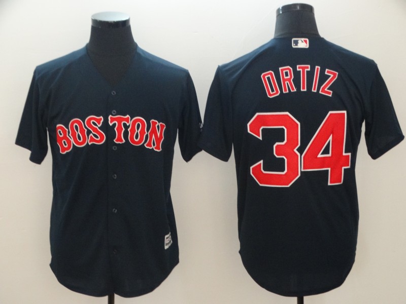 MLB Boston Red Sox #34 Ortiz Blue Game Jersey  