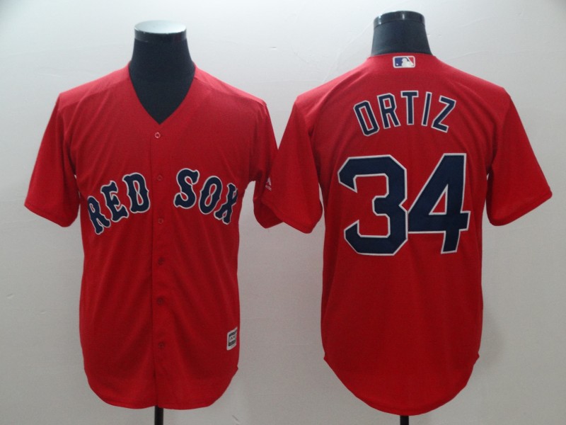 MLB Boston Red Sox #34 Ortiz Red Game Jersey