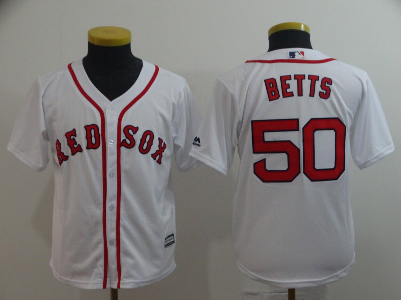 Kids MLB Boston Red Sox #50 Betts White Jersey