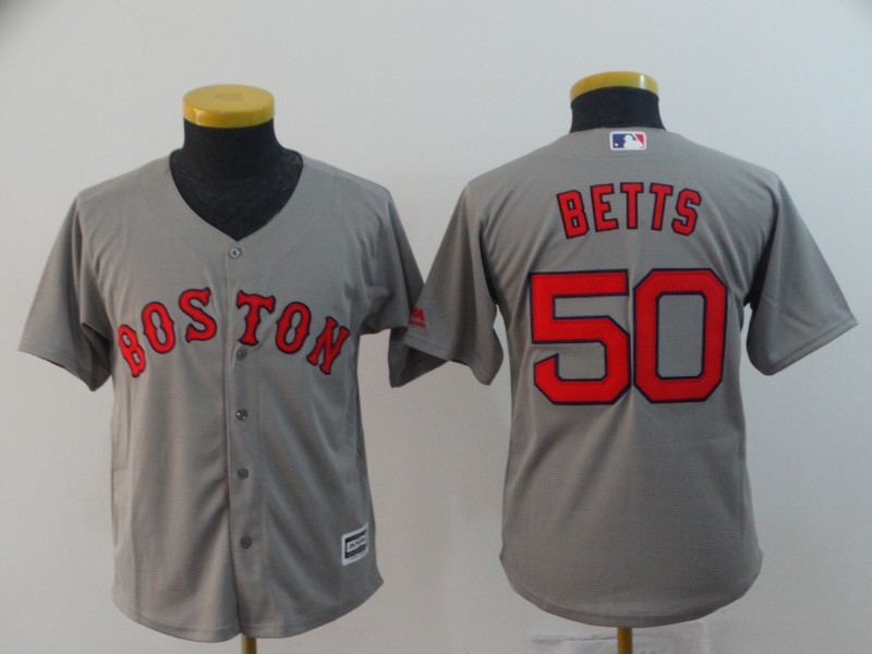 Kids MLB Boston Red Sox #50 Betts Grey Jersey