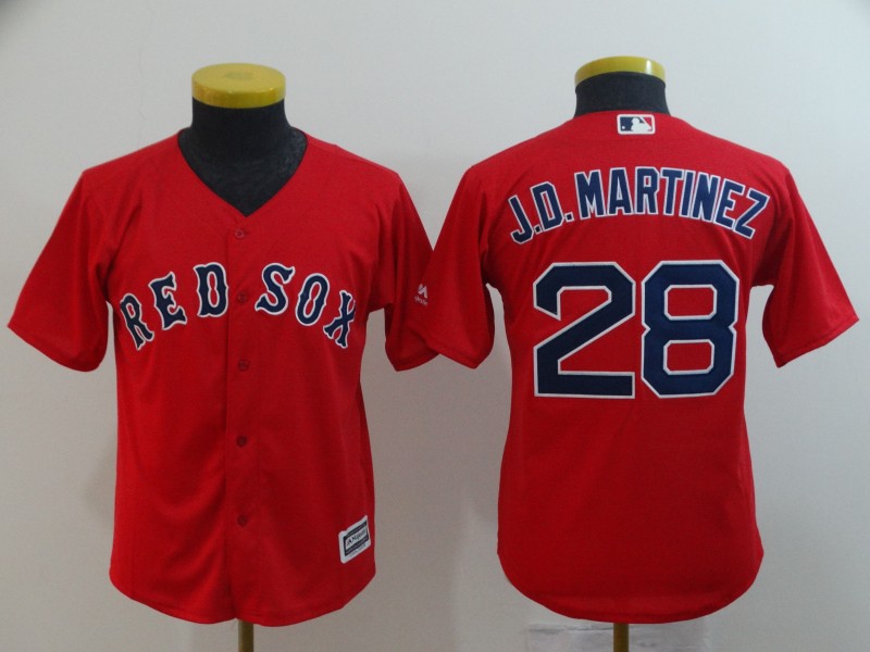 Kids MLB Boston Red Sox #28 J.D. Martinez Red Jersey