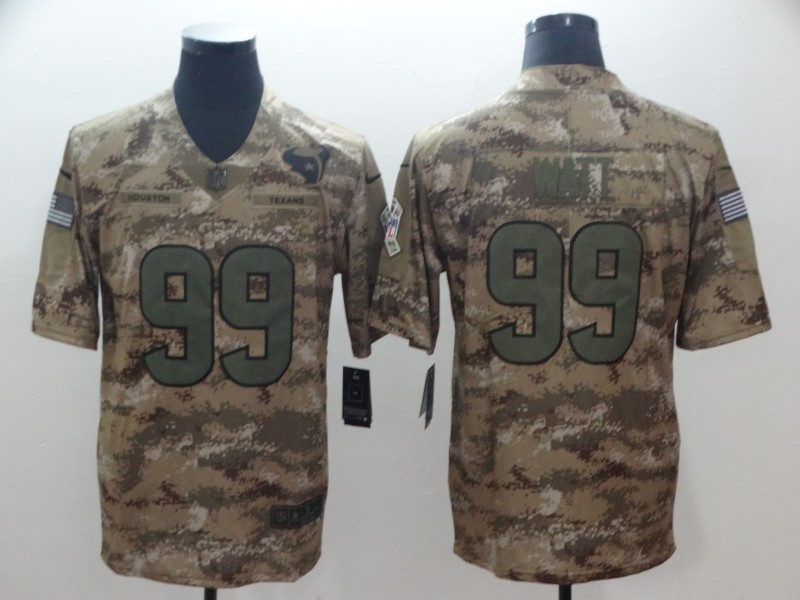 NFL Houston Texans #99 Watt Salute to Service Camo Jersey
