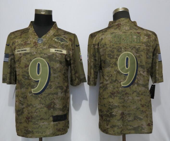 New Nike Baltimore Ravens 9 Tucker Nike Camo Salute to Service Limited Jersey
