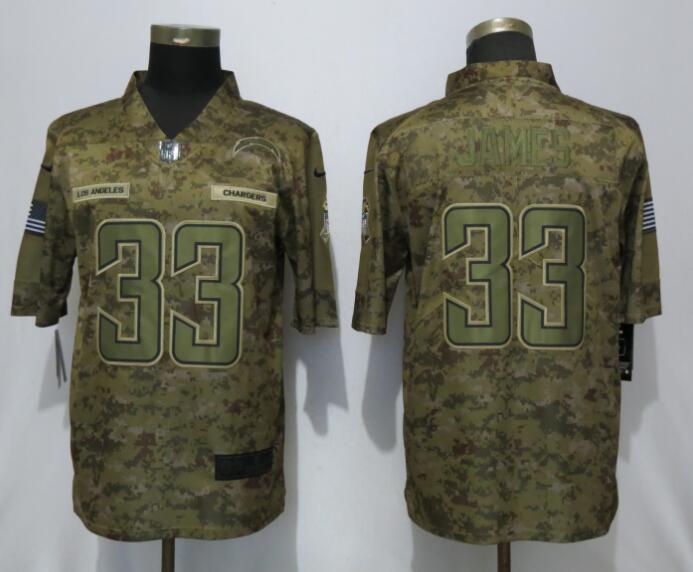 New Nike San Diego Chargers 33 James Nike Camo Salute to Service Limited Jersey