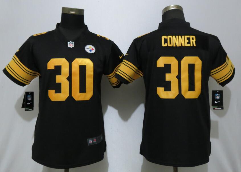 Women New Nike Pittsburgh Steelers 30 Conner Navy Black Color Rush Jersey
