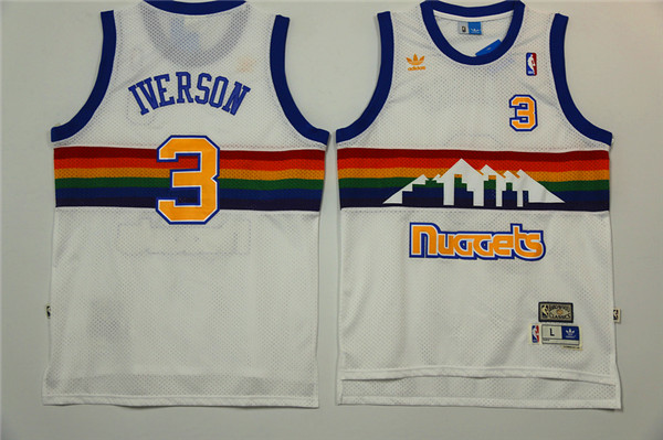 Nike NBA Denver Nuggets #3 Iverson White Jersey