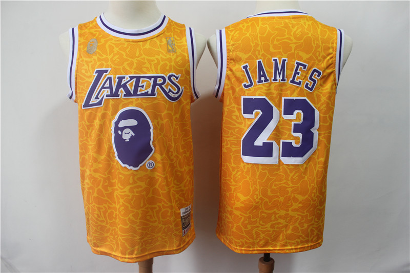 NBA Los Angeles Lakers #23 James Yellow M&N Jersey