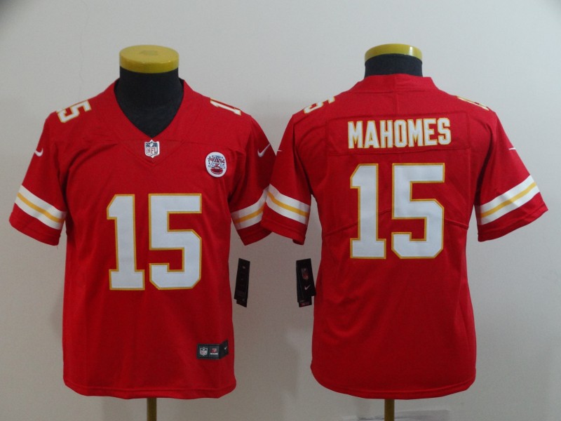 Kids NFL Kansas City Chiefs #15 Mahomes Red Limited Jersey