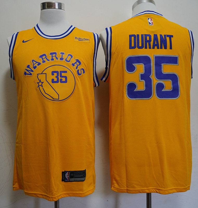 NBA Golden State Warriors #35 Durant Yellow Game Jersey
