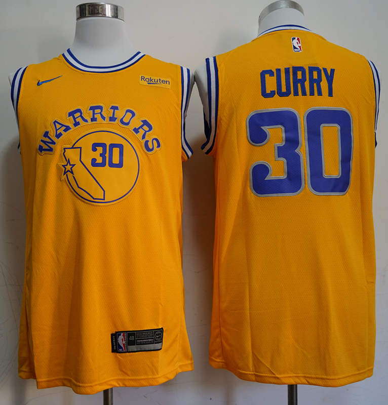 NBA Golden State Warriors #30 Curry Yellow Game Jersey