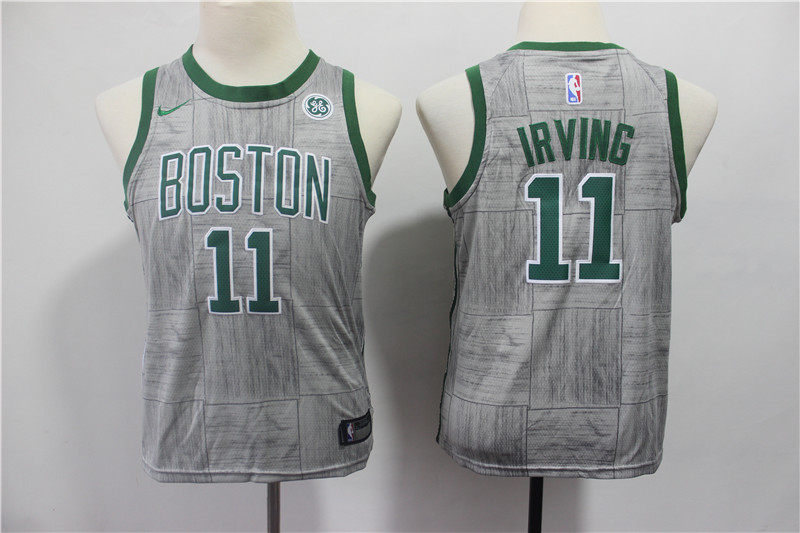 Kids NBA Boston Celtics #11 Irving Grey Jersey