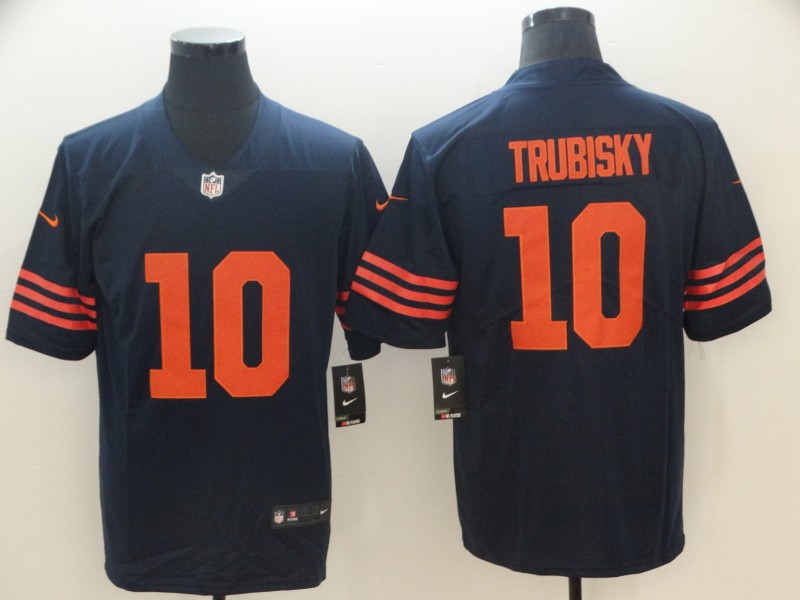 NFL Chicago Bears #10 Trubisky Blue Orange Number Vapor Limited Jersey