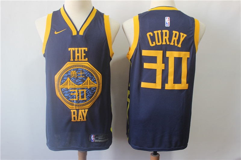 NBA Golden State Warriors #30 Curry Blue Game Jersey 