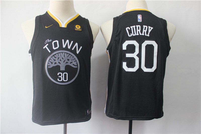 Kids NBA Golden State Warriors #30 Stephen Curry Black Jersey