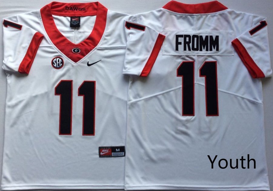 Youth Georgia Bulldogs #11 FROMM White NCAA Jersey