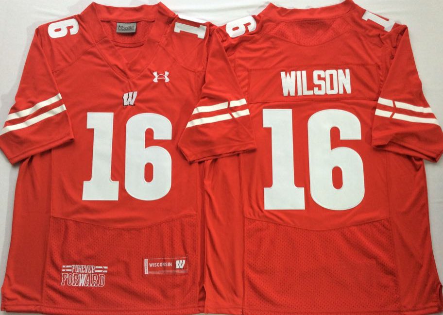 NCAA Wisconsin Badgers Red #16 WILSON Jersey
