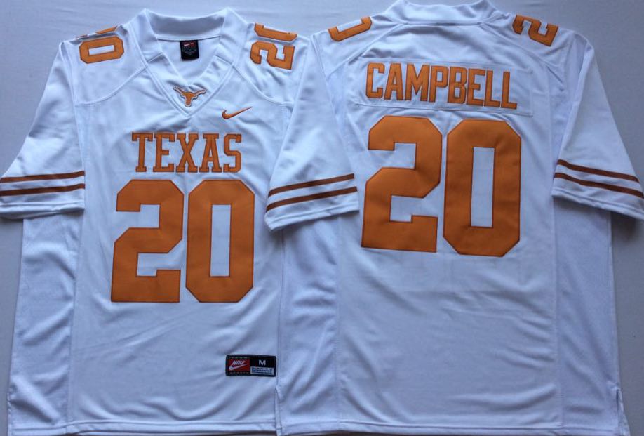 NCAA Texas Longhorns White #20 CAMPBELL Jersey