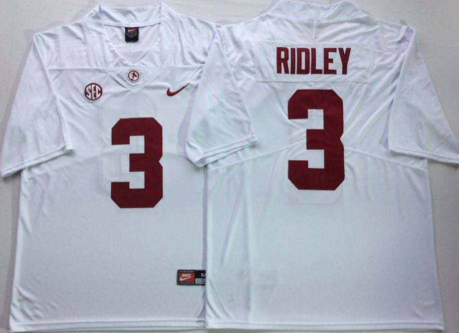 NCAA Alabama Crimson Tide White #3 RIDLEY Jersey