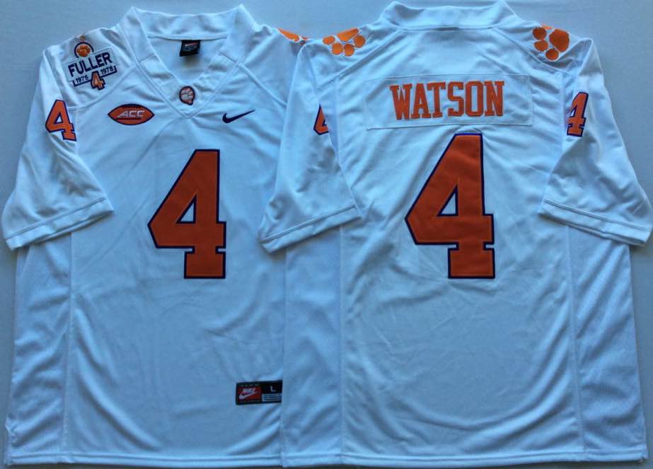 NCAA Clemson Tigers White #4 WATSON Jersey
