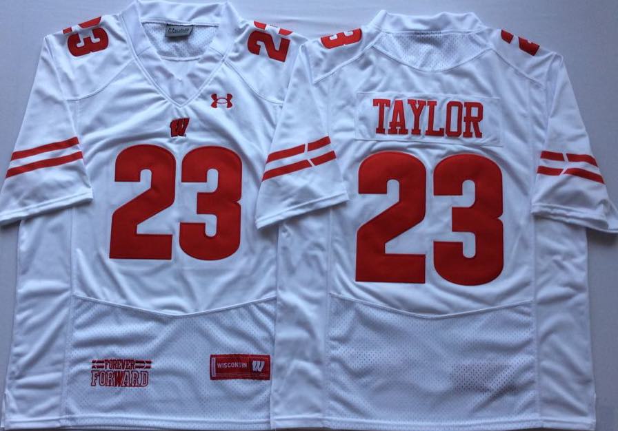 NCAA Wisconsin Badgers White #23 TAYLOR Jersey 