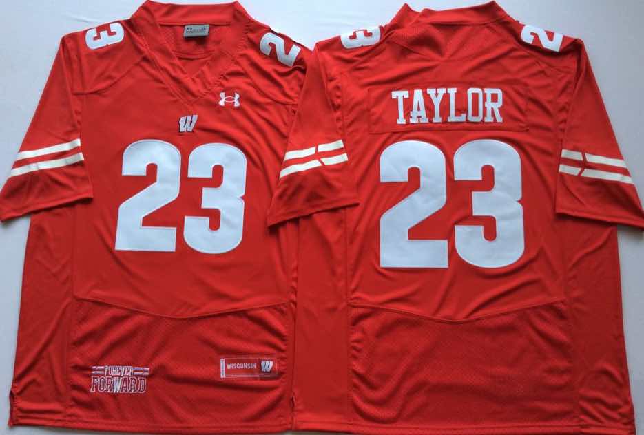 NCAA Wisconsin Badgers Red #23 TAYLOR Jersey