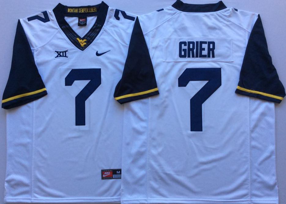 NCAA West Virginia Mountaineers White #7 GRIER Jersey
