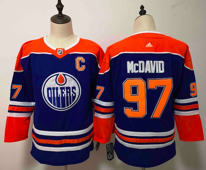 Womens Adidas NHL Edmonton Oilers #97 McDavid Blue Jersey