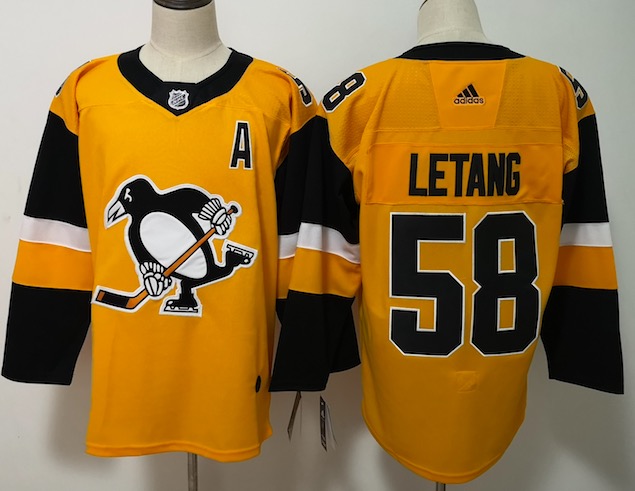 Adidas NHL Pittsburgh Penguins #58 Letang Orange Jersey