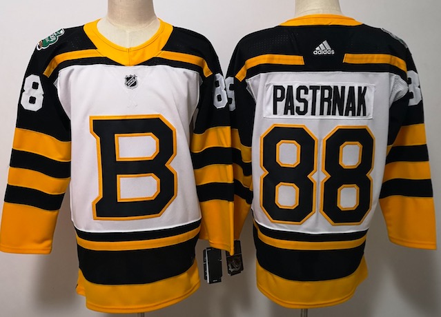 Adidas NHL Boston Bruins #88 Pastrnak White Yellow Jersey