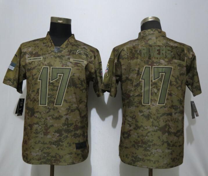 Women New Nike San Diego Chargers 17 Rivers Nike Camo Salute to Service Limited Jersey