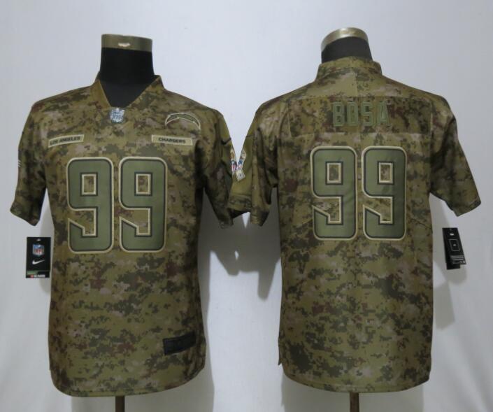 Women New Nike San Diego Chargers 99 Bosa Nike Camo Salute to Service Limited Jersey