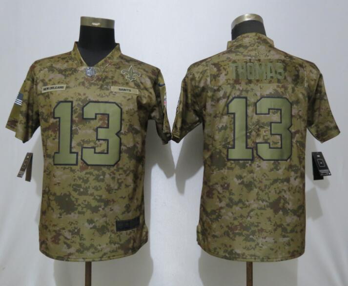 Women Nike New Orleans Saints 13 Thomas Nike Camo Salute to Service Limited Jersey