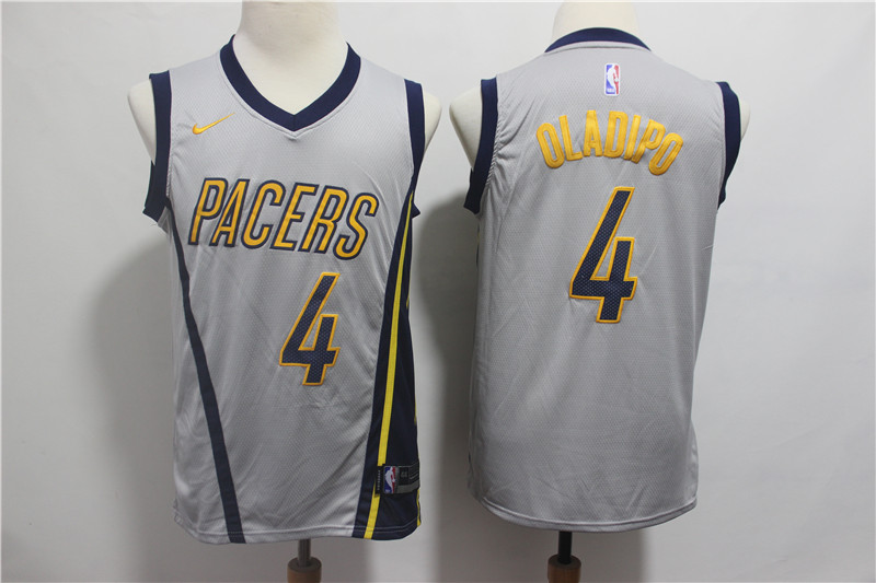 NBA Indiana Pacers #4 Oladipo Grey Nike Jersey