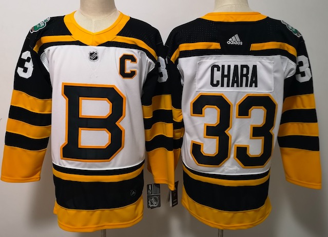 Adidas NHL Boston Bruins #33 Chara White Yellow Jersey