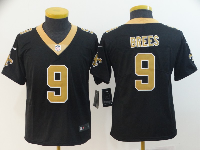 Kids NFL New Orleans Saints #9 Brees Black Jersey
