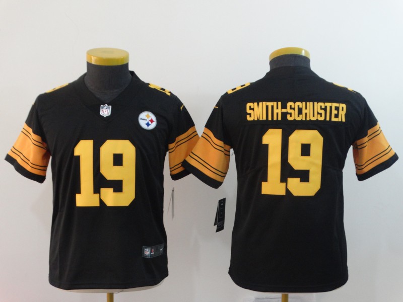 Kids NFL Pittsburgh Steelers #19 Smith-Schuster Black Jersey